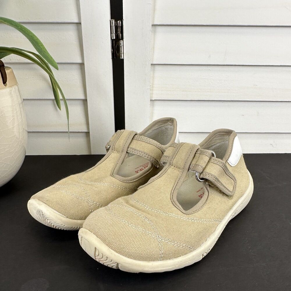 Naturino Khaki Canvas Mary Jane Flats T Strap Hook Loop Toddler Shoe EU 29 US 12